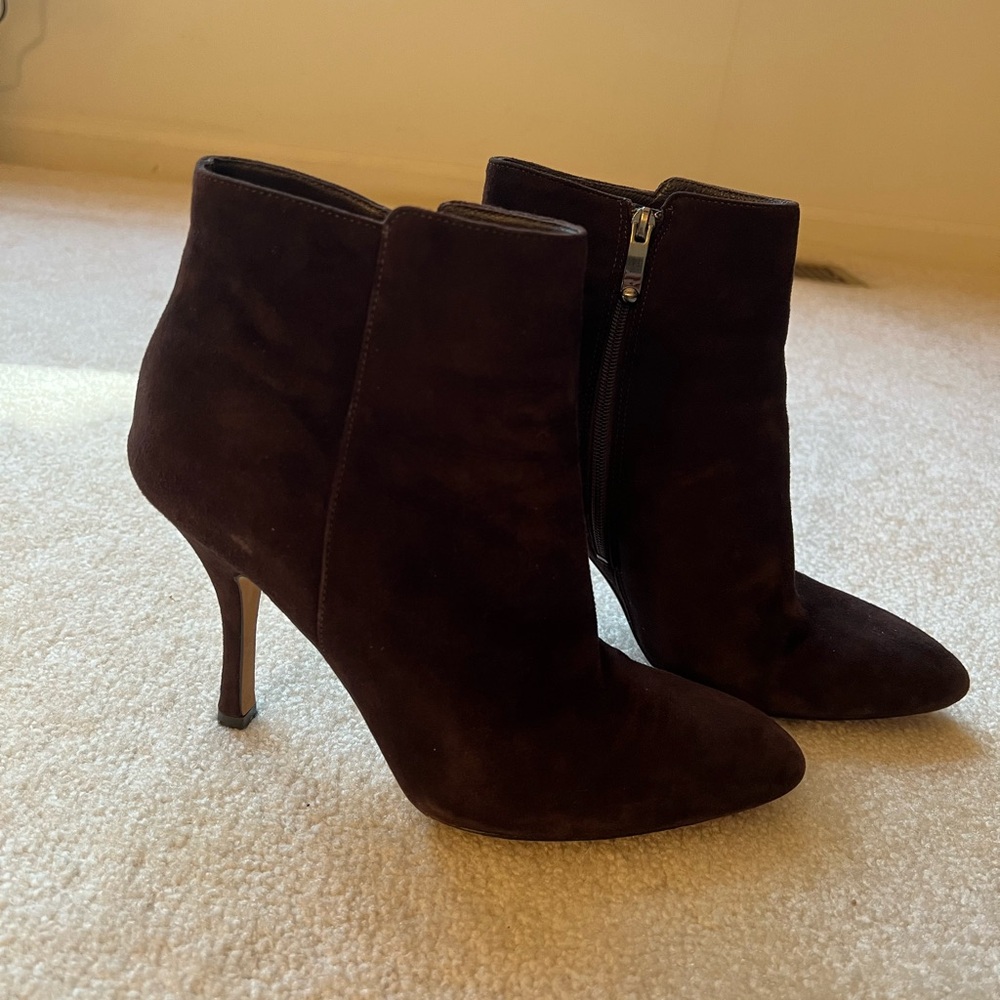 Via Spiga Suede Booties chocolate brown color